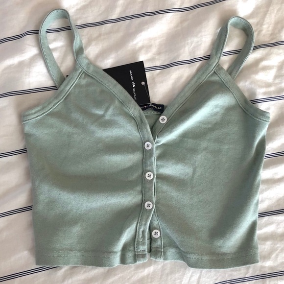 Brandy Melville Tops - Seafoam green zelly tank top button up